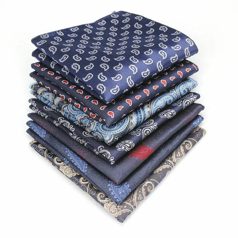 15 PIECES Fashion Men's Polyester Silk Pocket Squares Paisley Jacquard