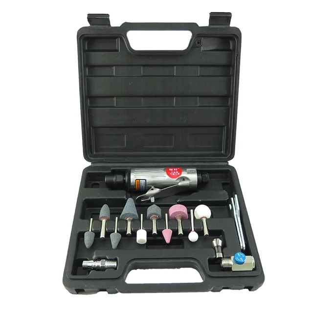 Pneumatic Die Grinder Kit Mini Air Angle Grinding Tool Kit 16 Pieces