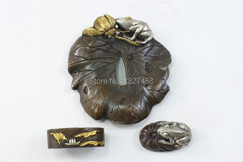 TFK030 самурайская Катана лягушка и Лотос TSUBA FUCHI Кашира крепления для катаны для DIY