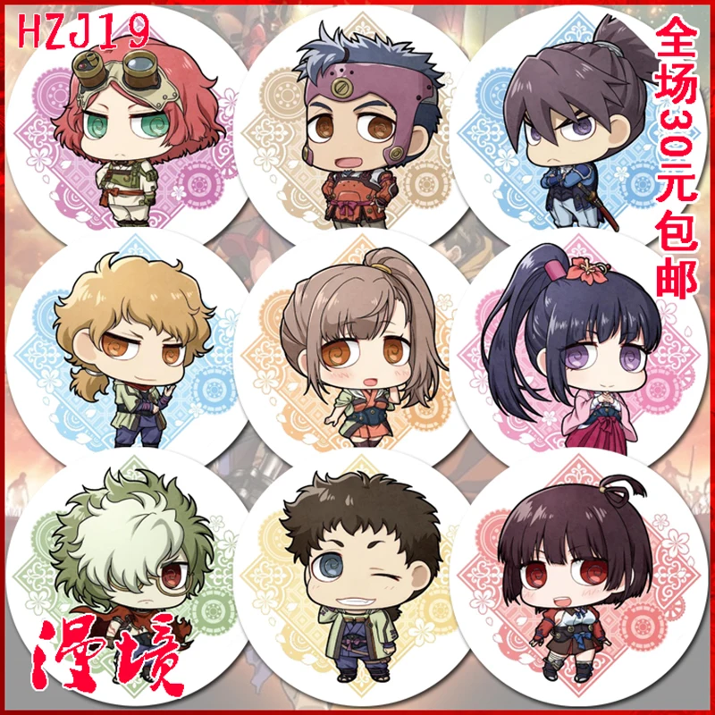 

ZXFJXR 58MM 9pcs/set Iron Fortress Koutetsujouno Kabaneri Ayame Ikoma Cute Version Pins Icons Fans Backpack Badges