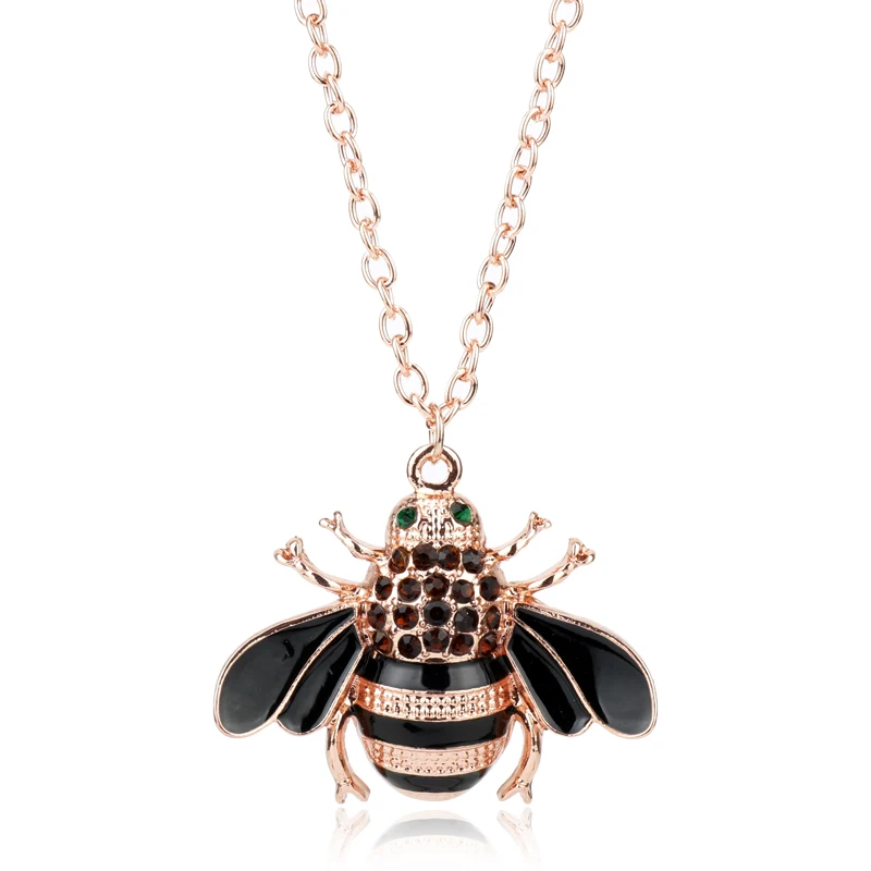 

Lovely Cute Bee Pendants Necklace Unique Austria Elements Crystal Necklaces for Women Party Accessories Jewelry Collares Mujer