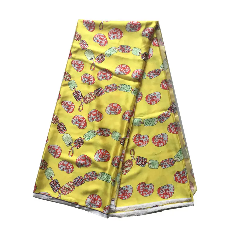 

fashion new design african style satin silk wax fabric soft comfortable silk print wax fabric 5yards