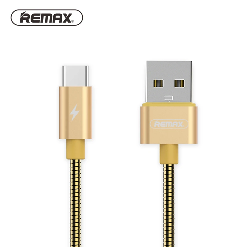 REMAX металлический пружинный провод usb type C кабель для передачи данных 2.1A Быстрая зарядка USB C кабель для xiaomi 4C MI5 redmi 4 pro/samsung S8 - Цвет: Золотой