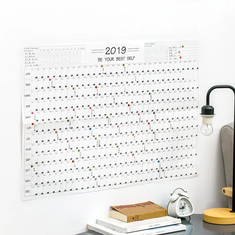 

Coloffice 2019 365 Day Calendar Creative Schedule Planning Paper Punch test countdown small calendar with stickers stationery