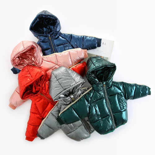 

WLG boys girls winter thick short parkas kids hooded zipper cotton warm clothes baby casual pink red blue green gray clothing