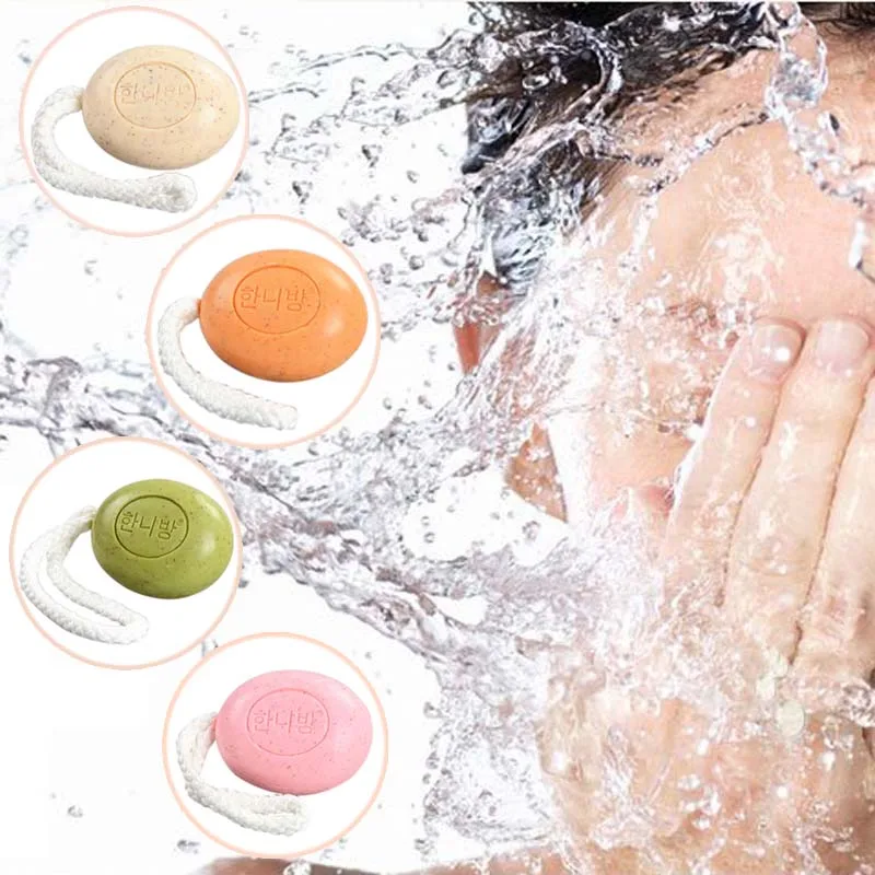 

100% Pure Nature Elements Organic Bath Soap Flower Plants Essence Volcanic Clay Shower Handmade Soap with Rope JIU55