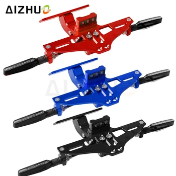 

Universal CNC Motorcycle License Plate Bracket Holder With LED Light FOR HONDA CBR 125 CB500F CRF 250 XR 250 CBR 600 F4 STEED400