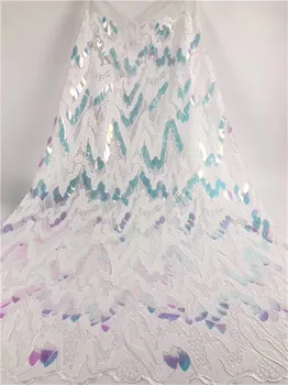 

African Lace Fabric French Sequins Net Lace High Quality African Sequin Lace Fabric for 2019 French Sequin Fabric for 4.5*1.35m