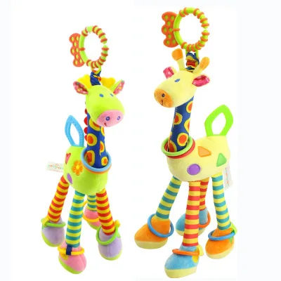Плюшевые Детские Развивающие мягкие колокольчики с изображением жирафа, игрушки с ручкой,, детская игрушка-прорезыватель, скидка 50