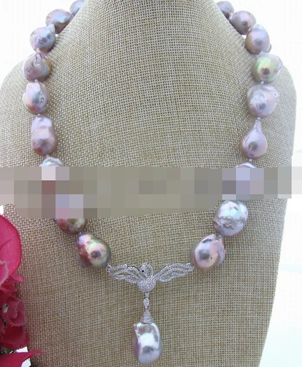 

huij 004057 Natural 22MM Purple Keshi Pearl Necklace