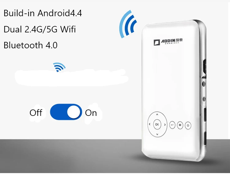 Aodin M6S mini portable 1080P DLP Projector 1GB/RAM 32G/ROM Android4.4 bluetooth4.0 wifi HDMI in