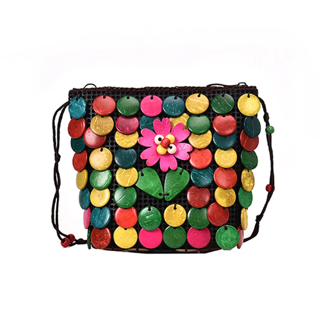 

Fashion Women National Style Hand-Weaved Bucket Bag Crossbody Bag Shoulder Bags High Quality Casual High Capacity Shopping Bag