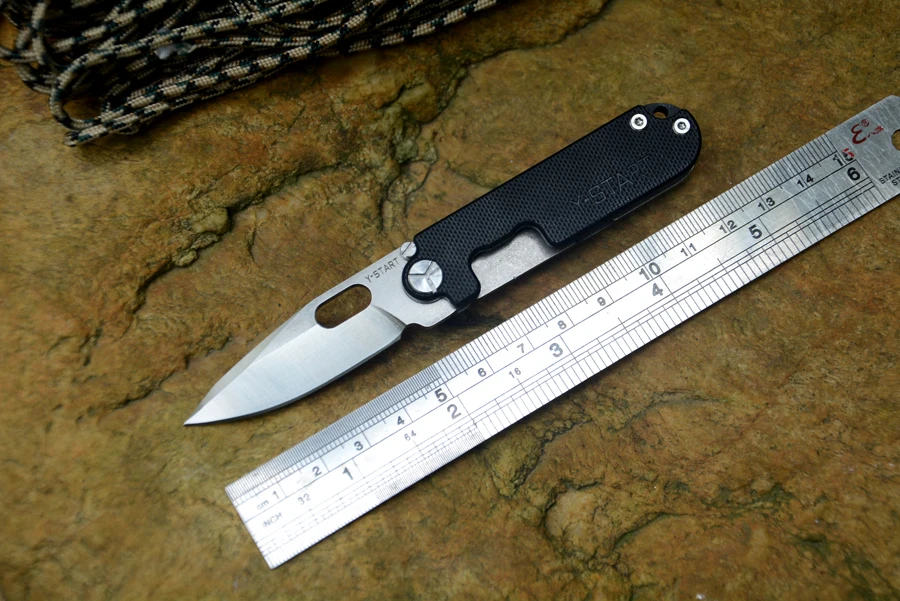 Comprar YSTART 440C hoja Mini cuchillo flipper cuchillo de bolsillo titanio + G10 mango exterior camping cuchillo EDC herramienta para llavero cuchillo plegable