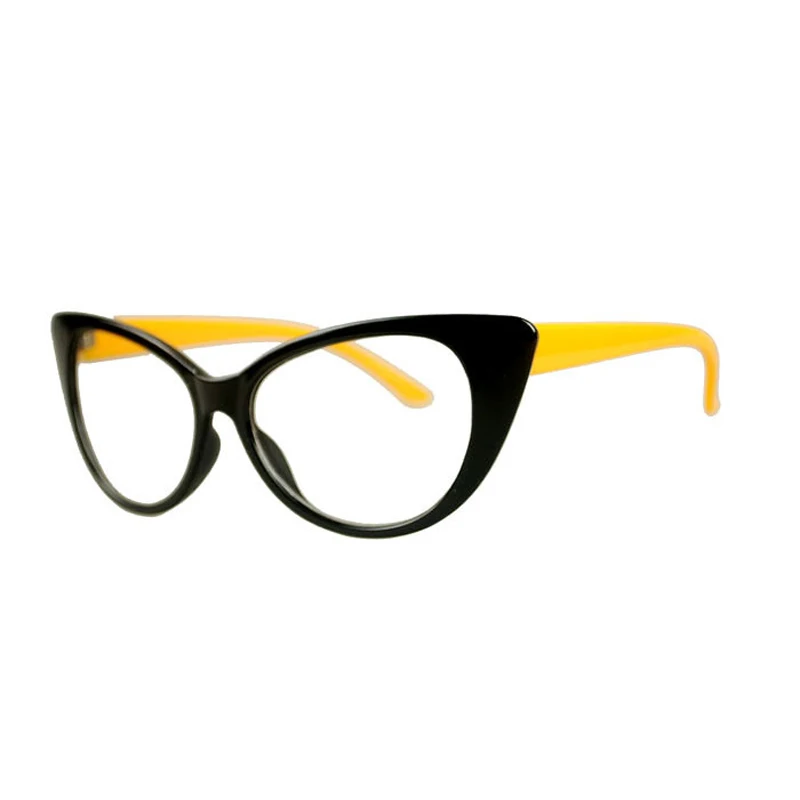 Zilead, Ретро стиль, кошачий глаз, простые очки, брендовые, винтажные, женские, прозрачные линзы, очки для компьютера, очки, оправа, унисекс - Цвет оправы: black yellow