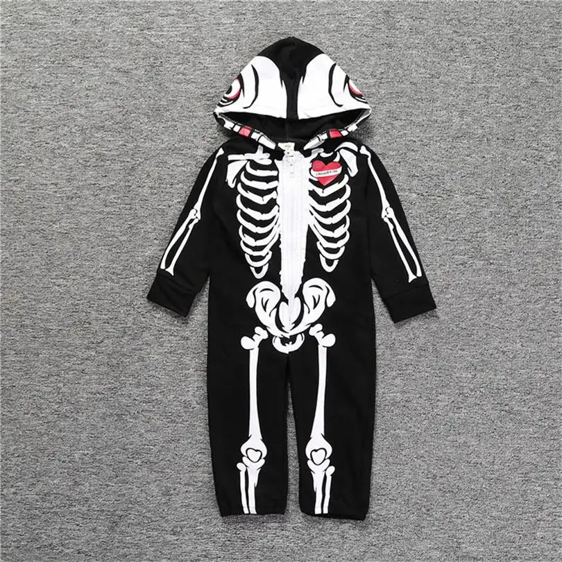 CVGLCOL/костюм на Хэллоуин для мальчиков Детский комбинезон с длинными рукавами Одежда для новорожденных мальчиков Детский комбинезон с забавным принтом скелета