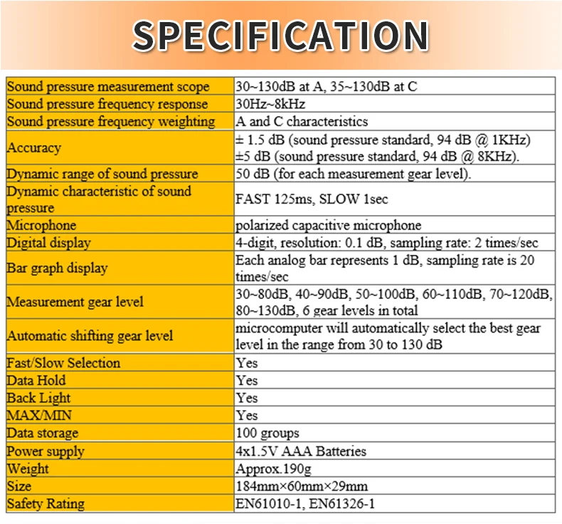 Лидер продаж, профессиональный цифровой измеритель уровня звука, высокоточный монитор шума, портативный ручной измерительный прибор 30-130 дБ