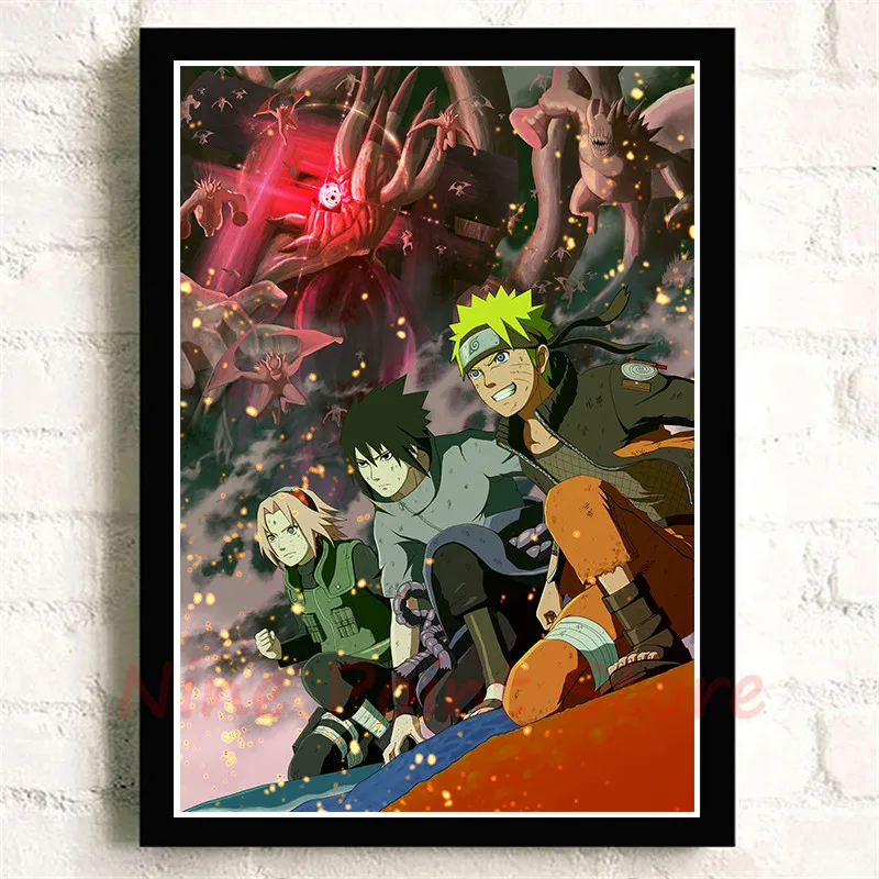 Постер Naruto бумага с покрытием плакат картины с комиксами бар Детская комната Декор бескаркасные - Цвет: Коричневый