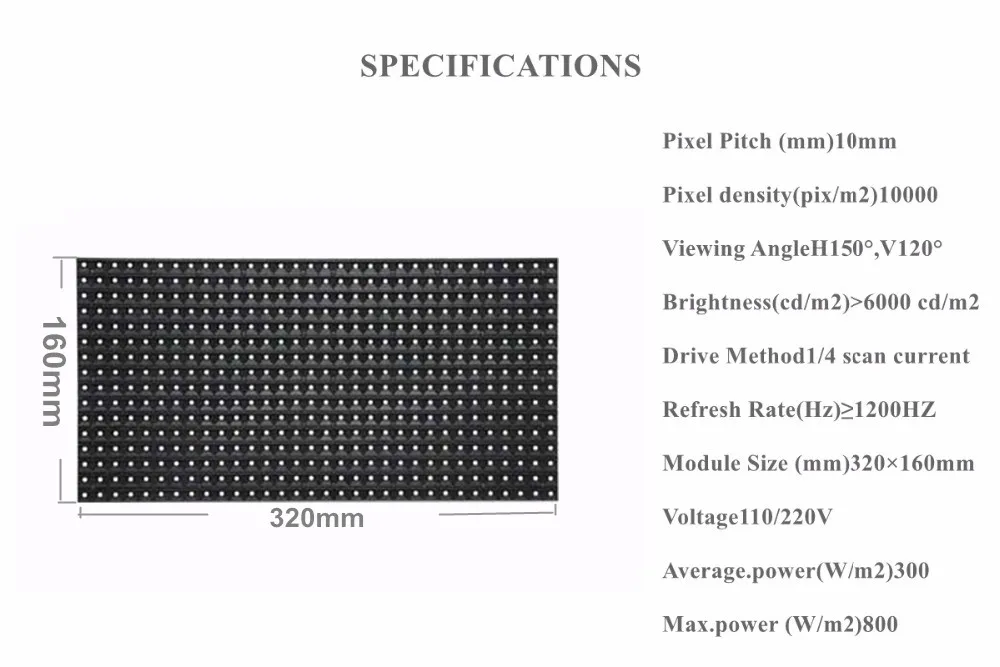 P10 Открытый SMD RGB полноцветный светодиодный дисплей видео модуль 320x160 мм, 1/4 сканирование DIY светодиодный экран водонепроницаемый Smd 3535 RGB светодиодный панель