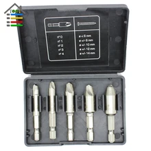 New 5Pcs Damaged Screw Remover 1 4 Hex Shank HSS Broken Breakage Head Stripped Bolt Extractor