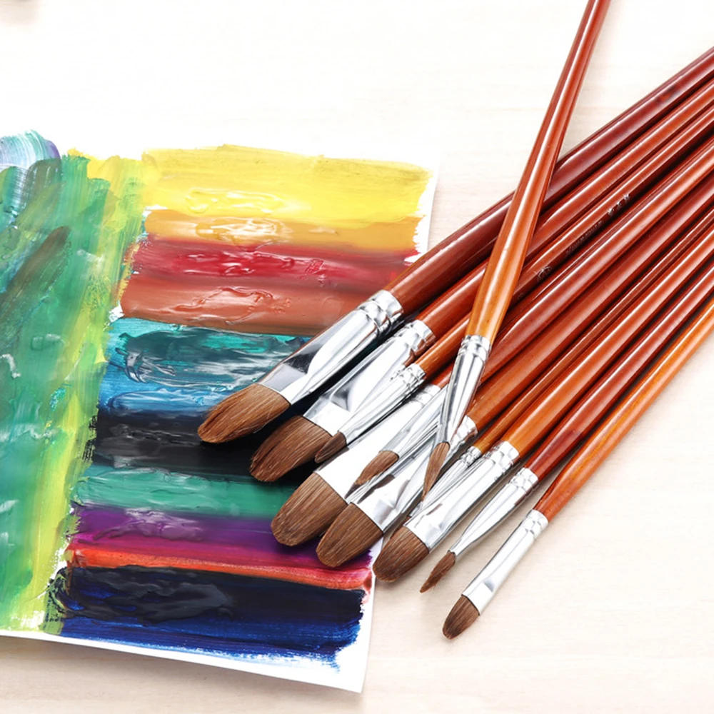 2018 6pcs/set Weasel Hair Filbert Artist Paint Brush for Oil Acrylic