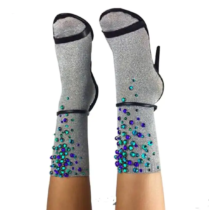 

7 Colors.Women Glitter Colorful Rhinestones Socks.Gold Sliver Shiny Ankle Socks.Casual Ladies Bright Retro Sox Sock Female Meias