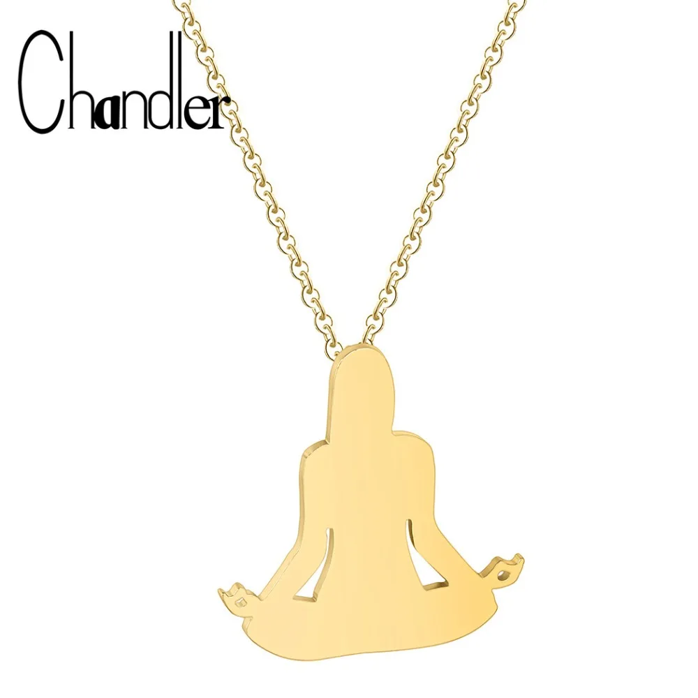 

Chandler Yoga Pendant Necklace Lotus Position Silver Color Woman Hand Cut Sacred Reiki Mala Healing Necklaces Yoga Jewelry