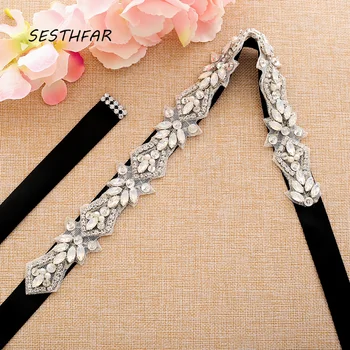 

Sliver Rhinestones Bridal Belts Opal Wedding Sash Crystal Wedding Belts For Wedding Dress J215S