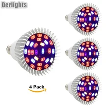 4pcs/Lot 28W Led Grow Light Full Spectrum E27/GU10/E14 Led Plant Lamp AC85-265V Red+Blue+White+UV+IR Indoor Greenhouse Grow Lamp