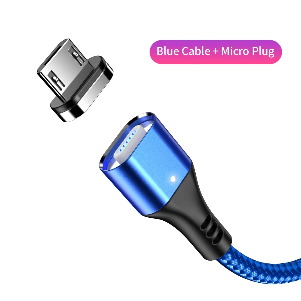 YBD магнитное зарядное устройство Micro USB кабель для samsung iPhone/USB кабель usb type c зарядка магнитная/зарядное устройство провод для huawei Xiaomi - Цвет: Blue Micro