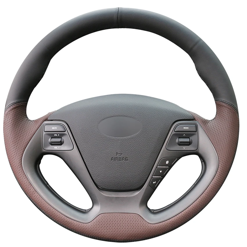 

Hand-stitched Black coffee Leather Anti-slip Soft Car Steering Wheel Cover for Kia K3 2013-2018 Ceed Cee'd Cerato 2013-2018