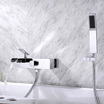 

Bathroom Wall Mounted Faucet Bath Tub Mixer Tap With Hand Shower Head Shower Faucet hot and cold spout brass mixer torneira