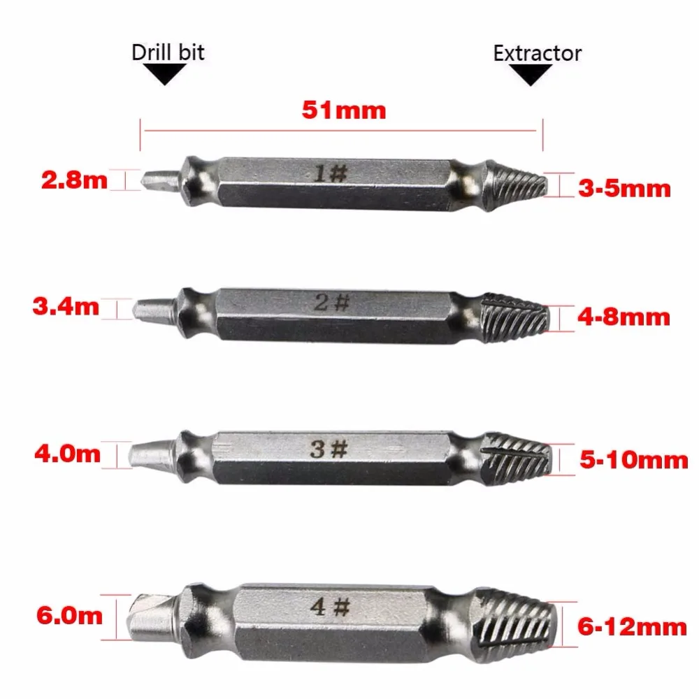4 шт./компл. поврежденный винт Extractor сверла руководство набор сломанных Скорость легко из болт разделенный Винт инструмент для удаления