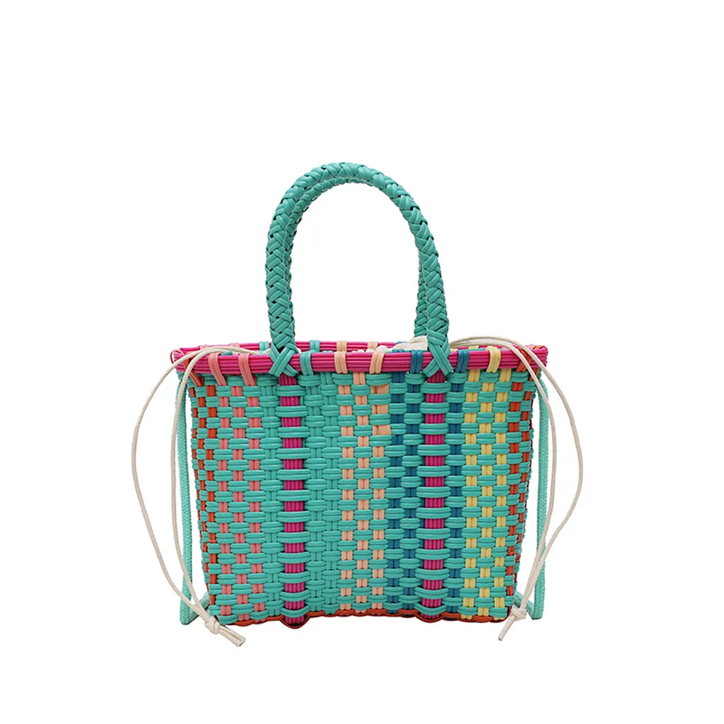 

MOLAVE Handbags Plaid bags for Women 2019 new Weave Beach Bags Shopping Basket handbags Striped Hand Knitted Handbag Totes 9516