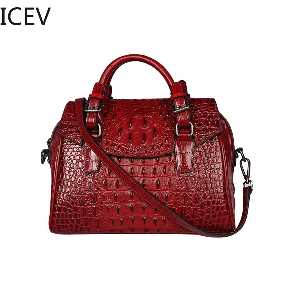 

ICEV New European Fashion Designer Handbags High Quality Genuine Leather Handbags Alligator Women Leather Handbags Ladies Totes