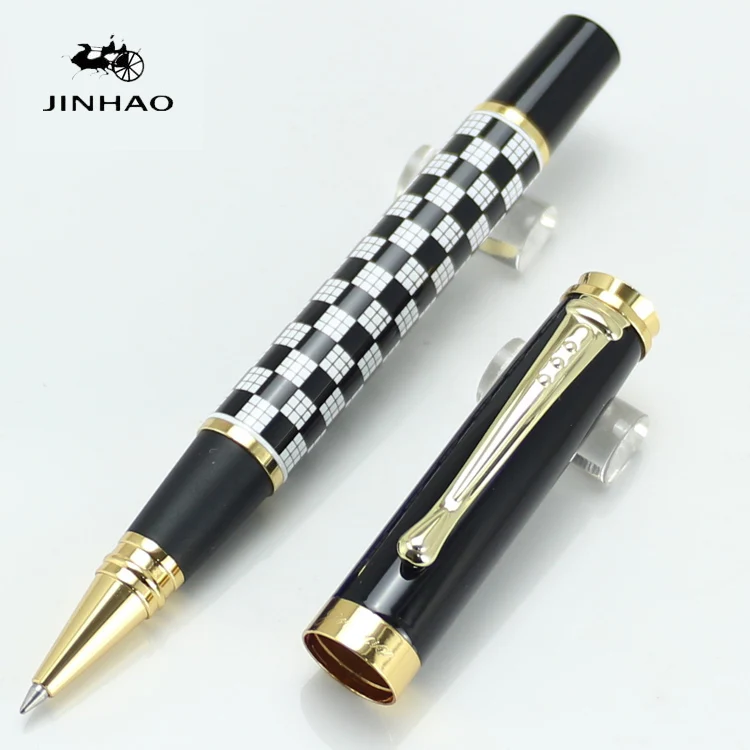 

JINHAO 500 Black And Golden Roller Ball Pen Chessboard Stationery School&Office Writing Pens luxury writing gift pens