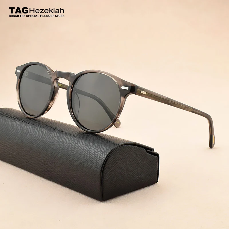 Высокое качество TAG брендовые винтажные черные круглые очки 5186 поляризованные солнцезащитные очки мужские gafas sol hombre polarizadas uv400 - Цвет линз: C004