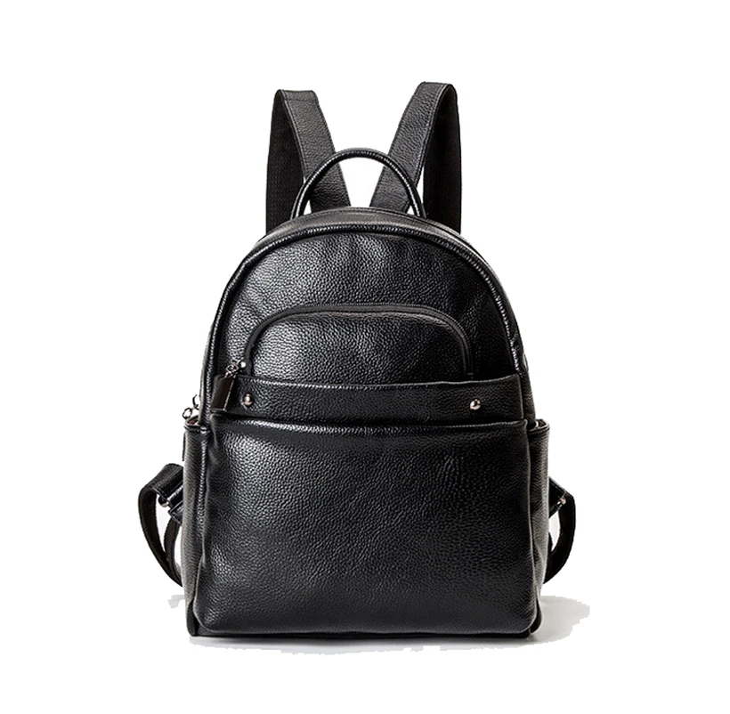 

Fashion Women Litchi Texture Backpack Women Genuine Leather Black Double Shoulder Bag Famous Brand Girl Satchel Ladies Backpack