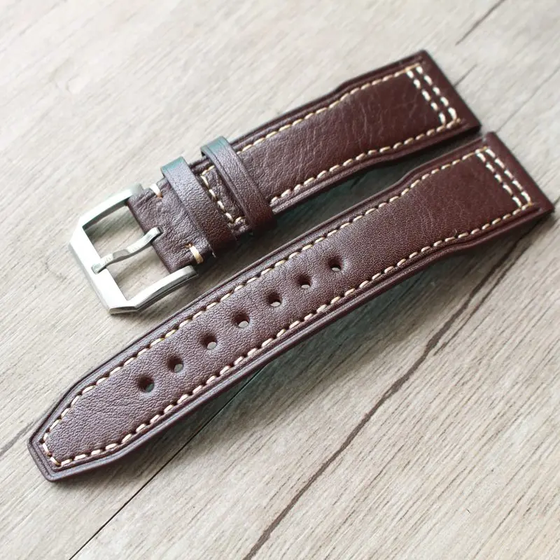 20mm 21mm Dark Brown Genuine Leather Watch Strap Watchbands For IWC