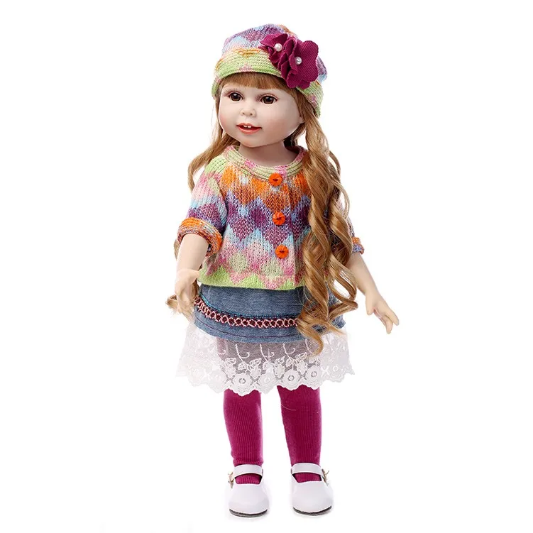 

NPK NEW 45CM Realistic Girl Doll Looking American Princess Baby Dolls 18 Inch Safe silicone Girl Dolls for Kids Gift