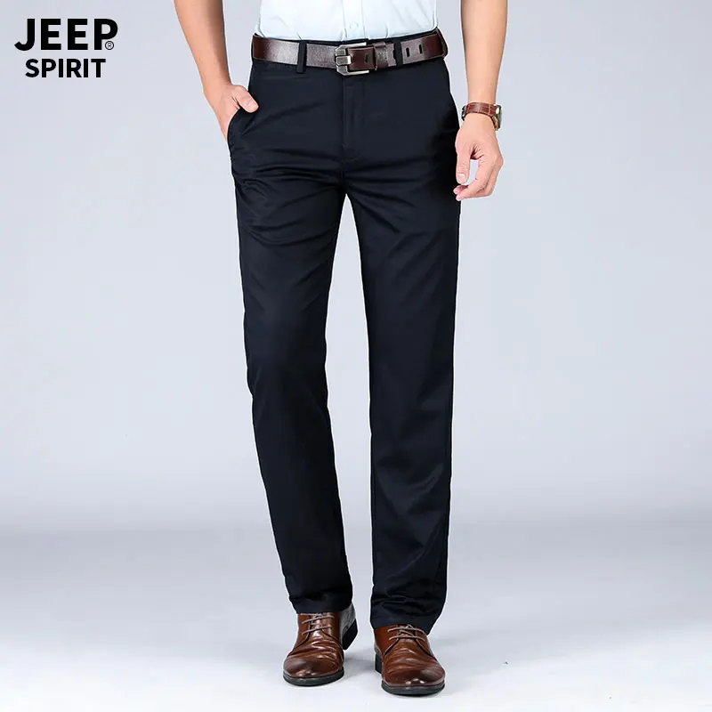 2019 Summer Autumn JEEP Brand Casual Suit Pants Straight Style Lyocell Men's Casual Mid Waist Cotton Pants Fashion Trousers (7)