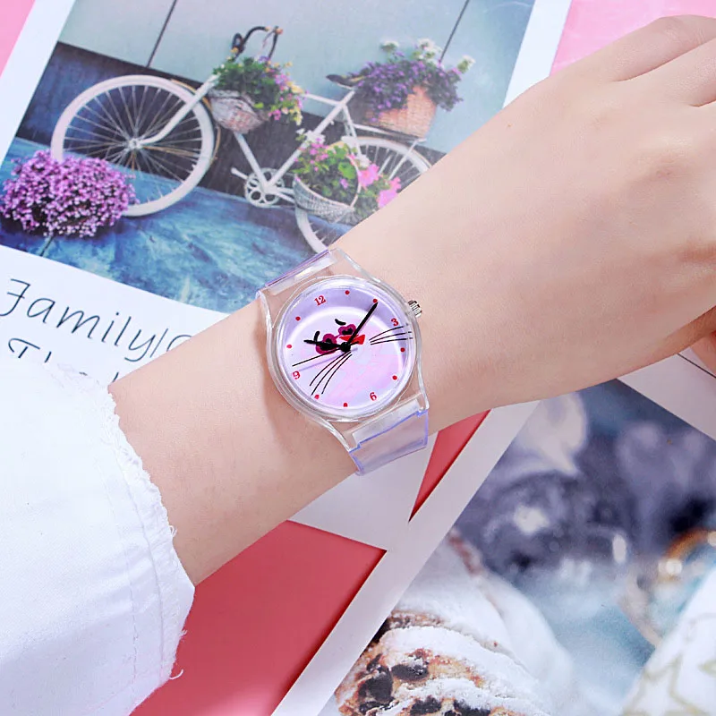Новые детские часы унисекс-Желе, подарки, детские наручные часы с мультяшным рисунком, милые розовые прозрачные модные трендовые Montre Enfant