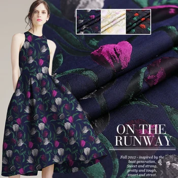 

Stereo flowers dyed jacquard fabric dress skirt windbreaker Jacquard brocade fabric French fashion fabric jacquard cloth