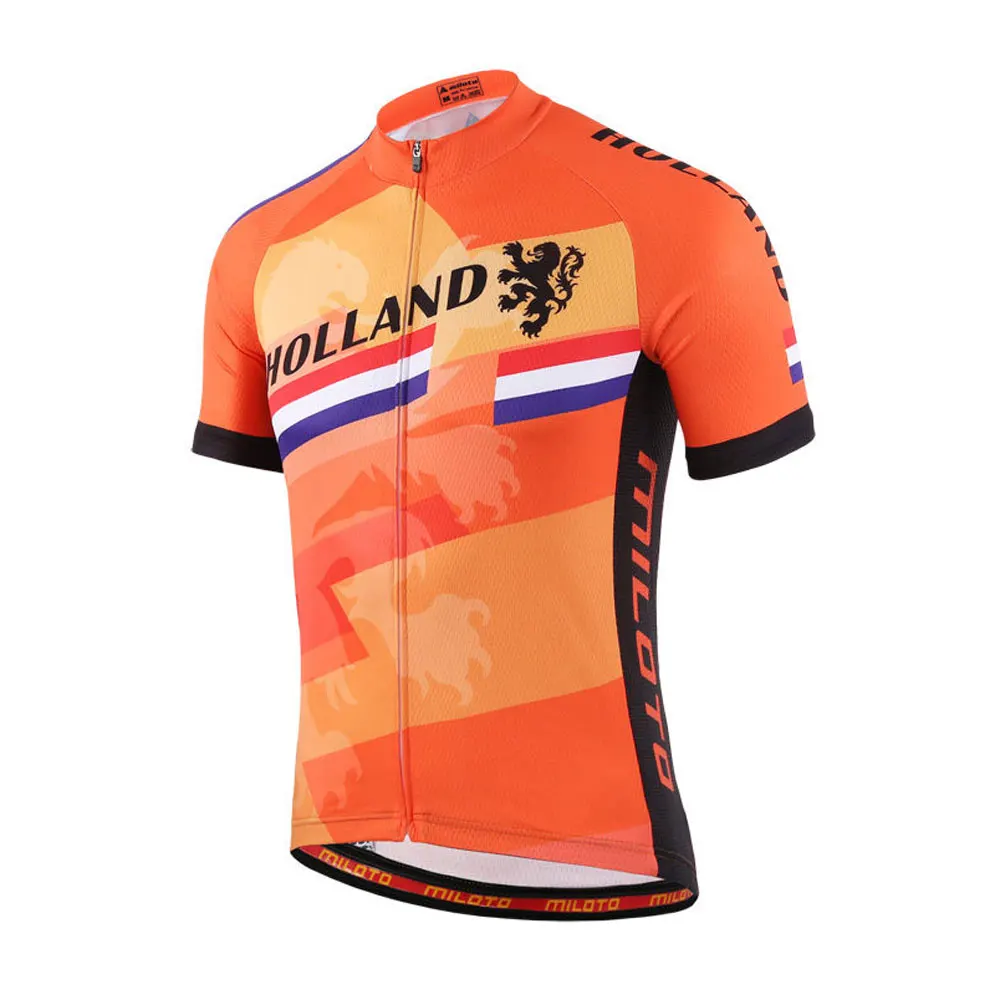 Holland Cycling Jerseys Orange Men Bike Jacket Reflective Large Bicycle