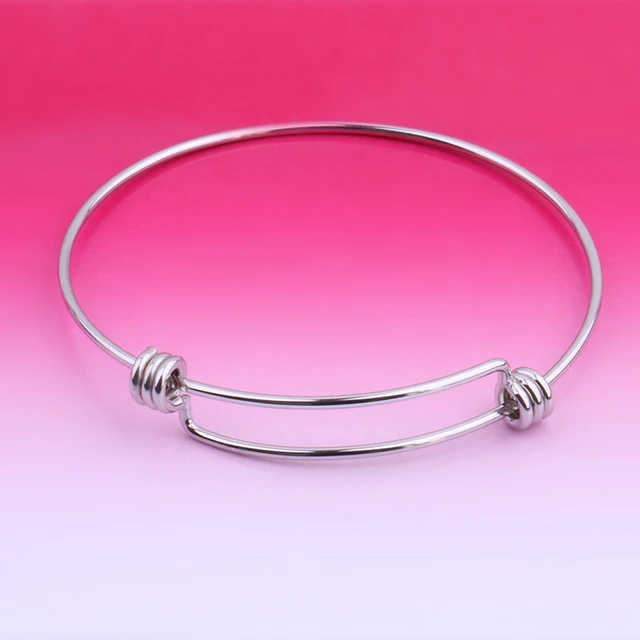 2pcs Stainless Steel Wire Bracelet Adjule Small Hanging 2pcs Stainless Steel Wire Bracelet Adjule Small Hanging Ornaments Diy Jeweley Accessory Handmade Beads No