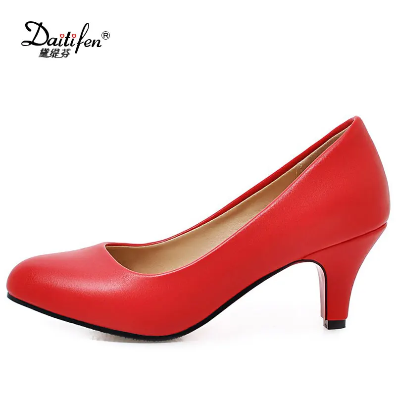 

Daitifen 2018 New Fashion Slip-on Pointed Toe ladies high Thin heel Safety Pumps Comfortable Party Wedding Stiletto shoes women