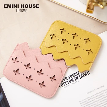 

EMINI HOUSE Hollow Mini Credit Card Holder Split Leather Women Card Case