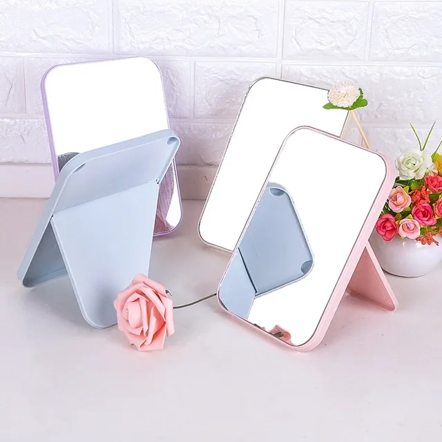 

1pc Simple Nordic Style High List Face Makeup Mirror Desktop Dressing Beauty Princess Mirror Folding Square Mirror G0504
