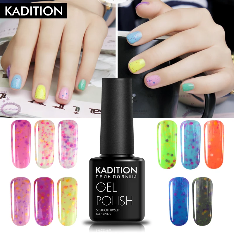 

KADITION New Cheese Ice Cream 8ml Beautiful Nail Polish Colour UV LED Soak Off Semi Permanent GelLak Lucky Color Nail Gel Polish