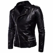 Top Quality Men Black Motocycle font b Leather b font font b Jackets b font Coats