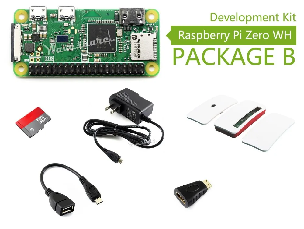 Raspberry Pi Zero WH (built-in WiFi pre-soldered headers) Type B Micro SD CardPower AdapterOfficial